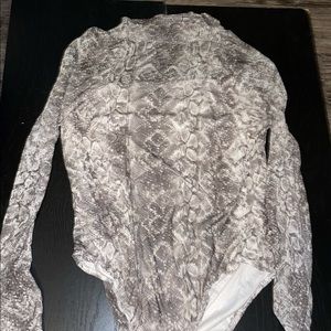 Snakeskin High Neck Mesh Bodysuit